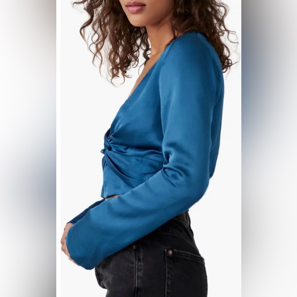 Free People Front Twist Satin Crop Top - Picture 2 of 11